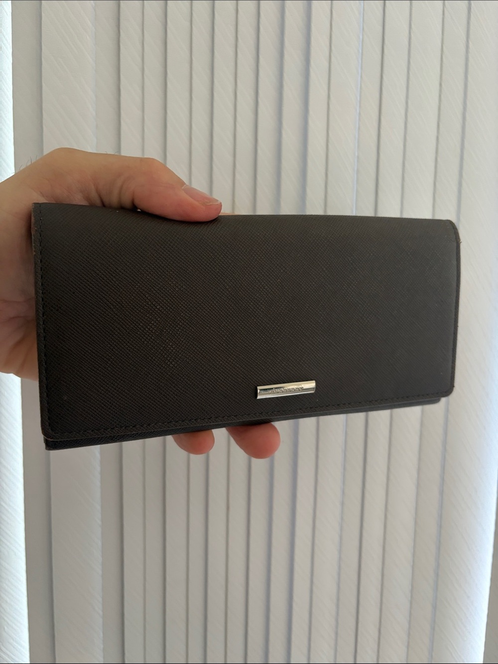 Burberry Dark Brown Leather Textured Long wallet